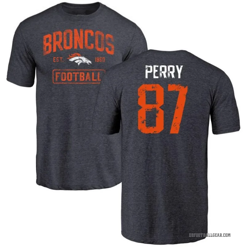 A.T. Perry Men's Navy Denver Broncos Distressed T-Shirt