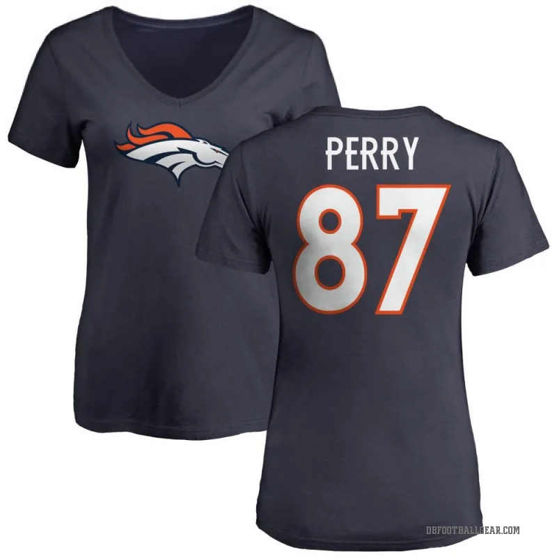 A.T. Perry Women's Navy Denver Broncos Logo Slim Fit T-Shirt -