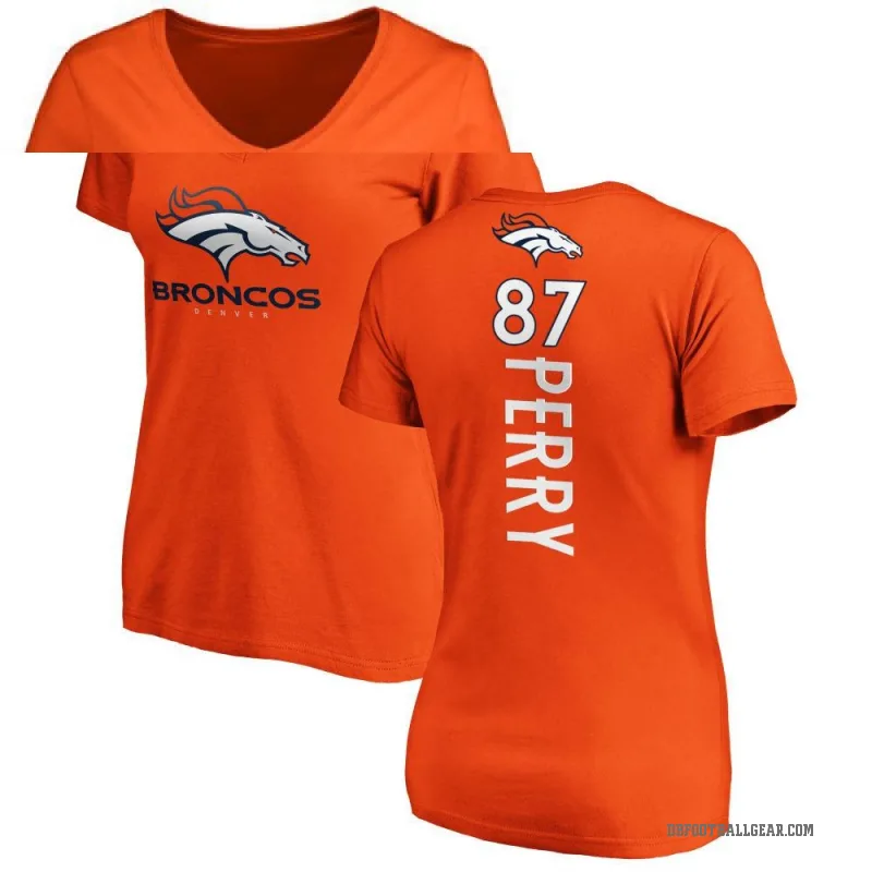 A.T. Perry Women's Orange Denver Broncos Backer Slim Fit T-Shirt -