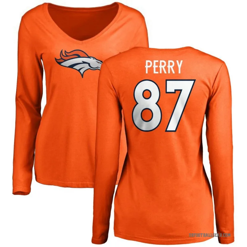 A.T. Perry Women's Orange Denver Broncos Logo Slim Fit Long Sleeve T-Shirt -