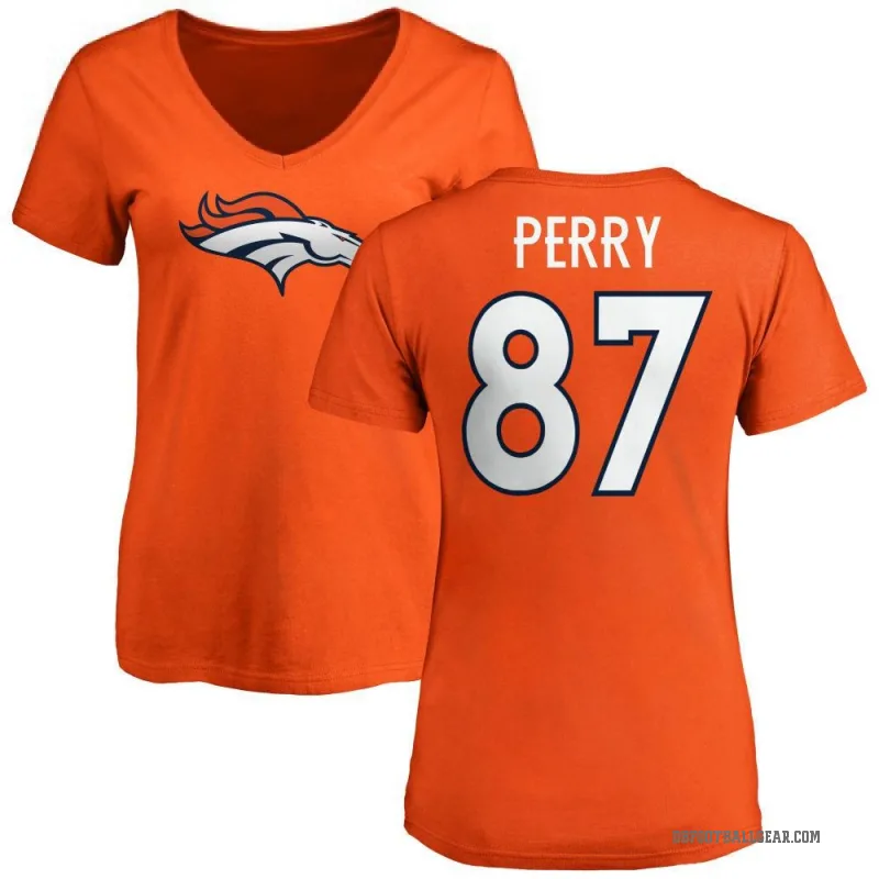 A.T. Perry Women's Orange Denver Broncos Logo Slim Fit T-Shirt -