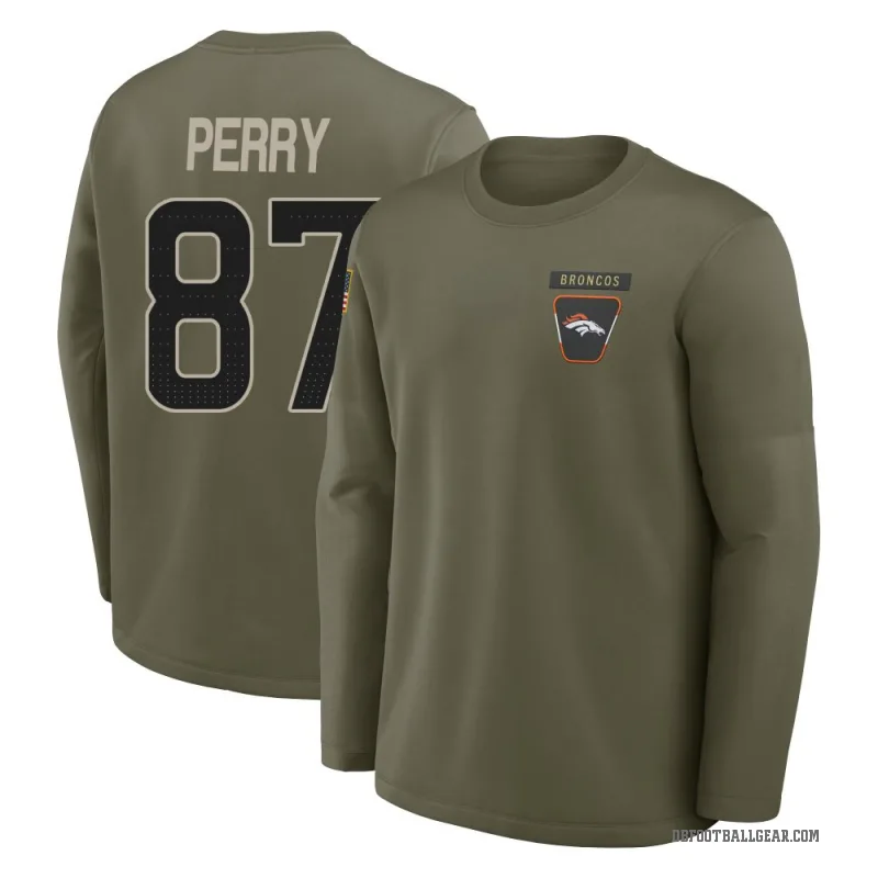 A.T. Perry Youth Olive Denver Broncos 2025 Salute to Service Sideline Coaches Long Sleeve T-Shirt