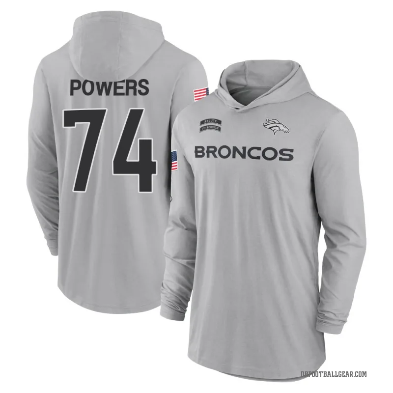Ben Powers Men's Gray Denver Broncos 2024 Salute to Service Lightweight Performance Long Sleeve Hooded T-Shirt
