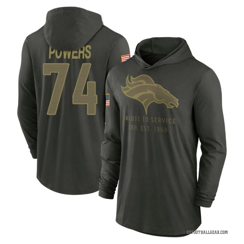 Ben Powers Youth Green Denver Broncos Forest/ 2025 Salute to Service Sideline Lightweight Hooded Pullover Long Sleeve T-Shirt