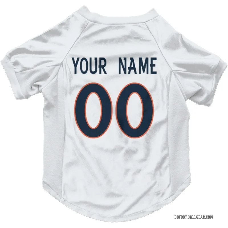 Custom  White Denver Broncos   Cat & Dog Pet Jersey