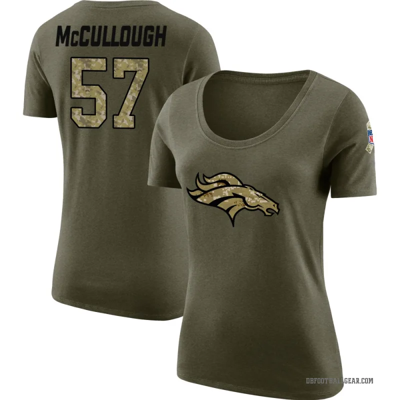 Dasan McCullough Women's Olive Denver Broncos Salute to Service Scoop Neck T-Shirt