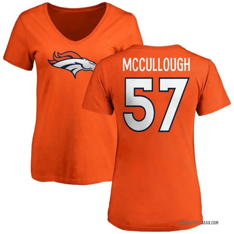 Dasan McCullough Women's Orange Denver Broncos Logo Slim Fit T-Shirt -