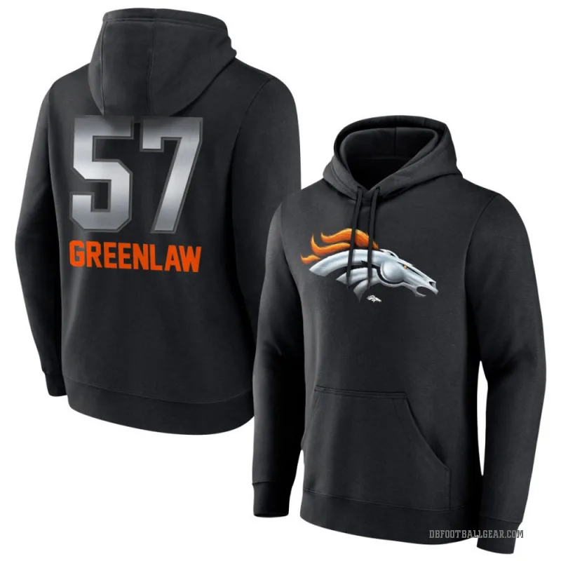 Dre Greenlaw Men's Green Denver Broncos Black Midnight Mascot Pullover Hoodie