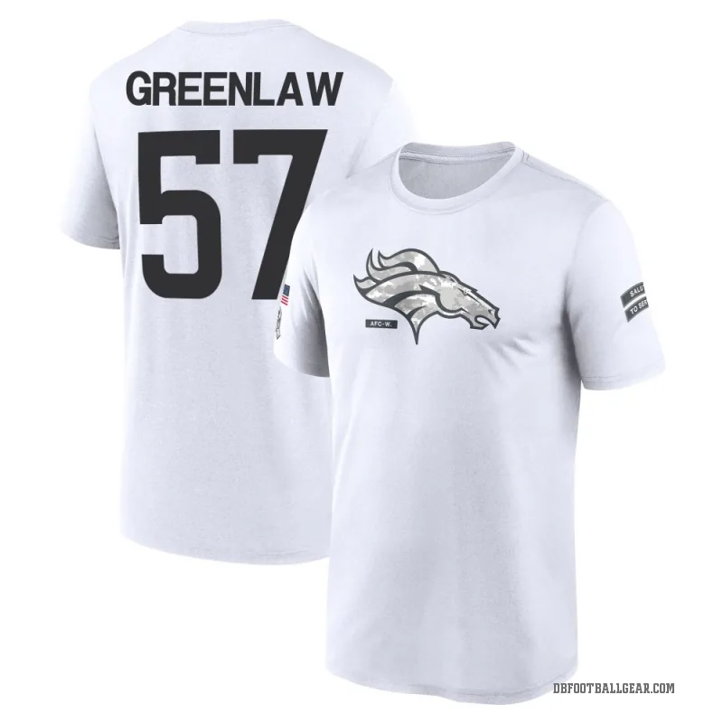 Dre Greenlaw Men's White Denver Broncos 2024 Salute to Service Performance T-Shirt