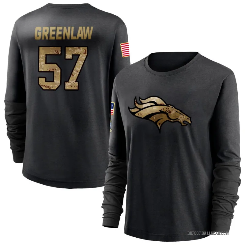 Dre Greenlaw Women's Green Denver Broncos Black 2020 Salute To Service Sideline Performance Long Sleeve T-Shirt