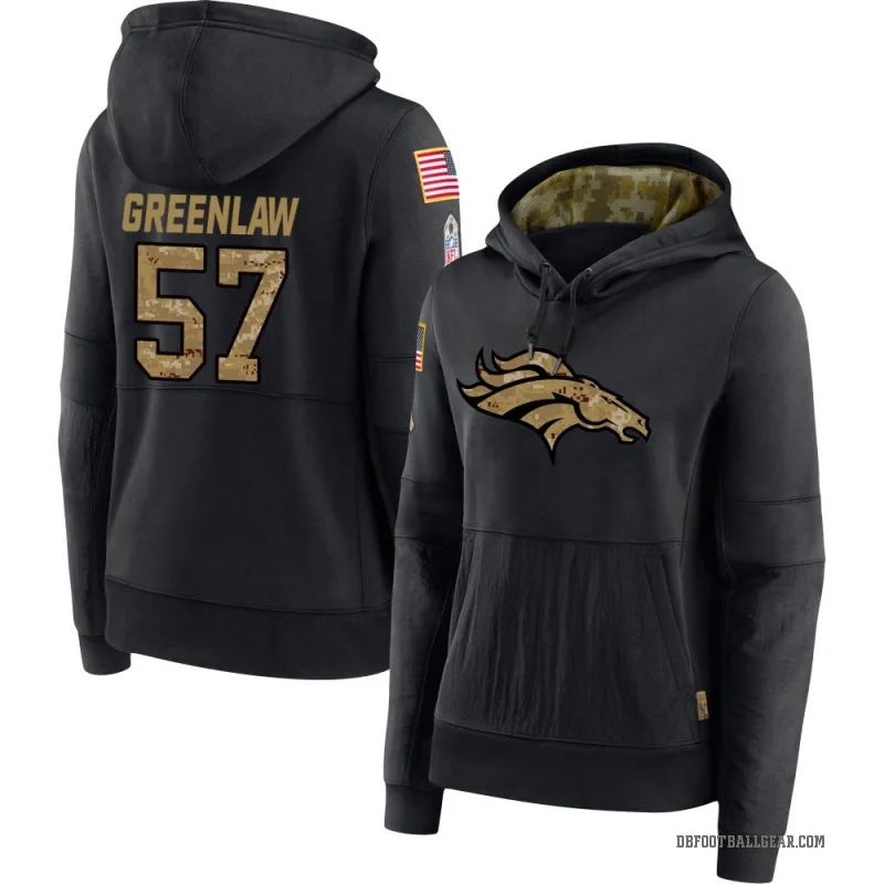 Dre Greenlaw Women's Green Denver Broncos Black 2020 Salute to Service Sideline Performance Pullover Hoodie