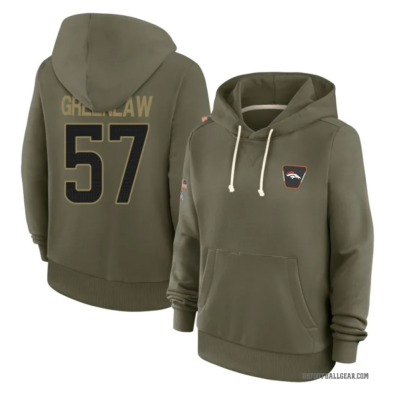 Dre Greenlaw Women's Green Denver Broncos Olive 2025 Salute to Service Hoodie