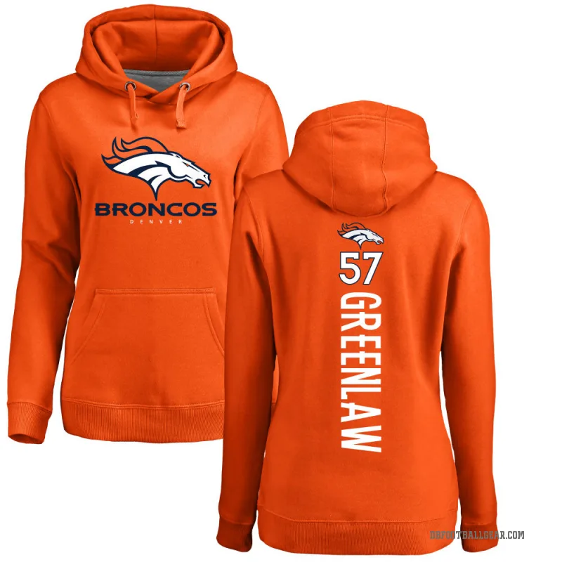 Dre Greenlaw Women's Orange Denver Broncos Pro Line Backer Pullover Hoodie
