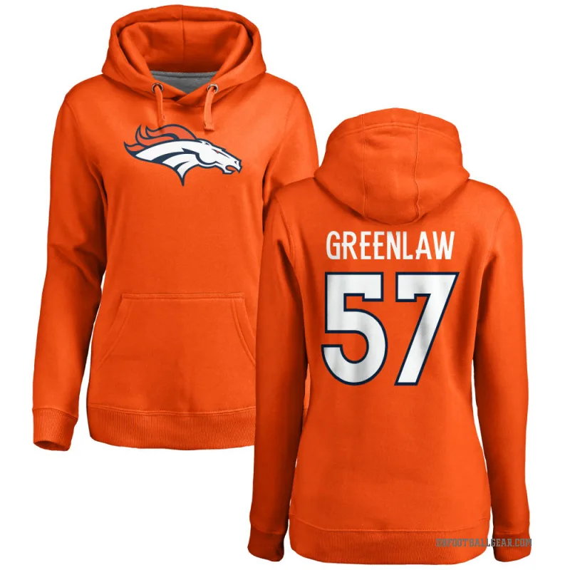 Dre Greenlaw Women's Orange Denver Broncos Pro Line Logo Pullover Hoodie