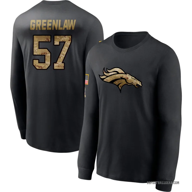 Dre Greenlaw Youth Green Denver Broncos Black 2020 Salute To Service Sideline Performance Long Sleeve T-Shirt