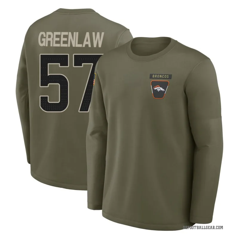 Dre Greenlaw Youth Green Denver Broncos Olive 2025 Salute to Service Sideline Coaches Long Sleeve T-Shirt