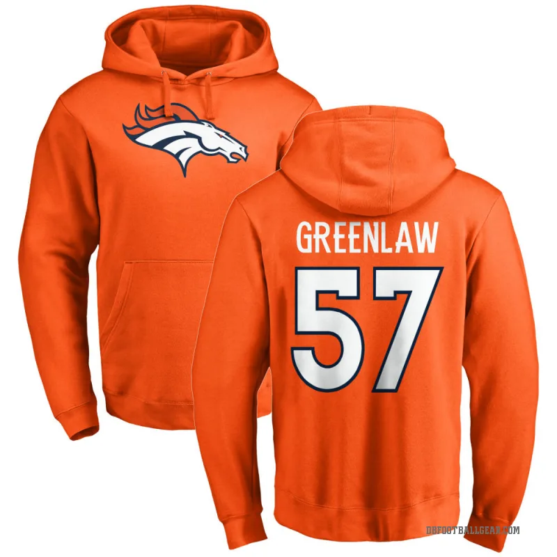 Dre Greenlaw Youth Orange Denver Broncos Pro Line Logo Pullover Hoodie