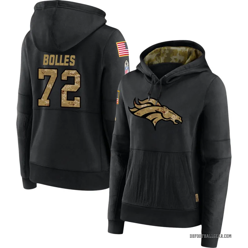 Garett Bolles Women's Black Denver Broncos 2020 Salute to Service Sideline Performance Pullover Hoodie