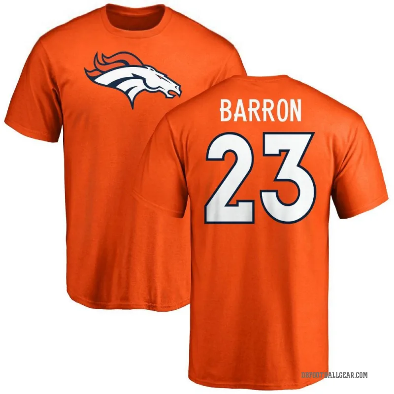 Jahdae Barron Men's Orange Denver Broncos Logo T-Shirt -