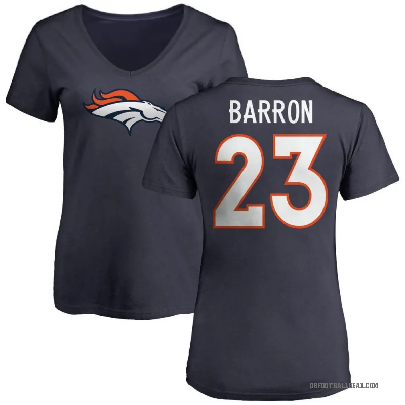 Jahdae Barron Women's Navy Denver Broncos Logo Slim Fit T-Shirt -