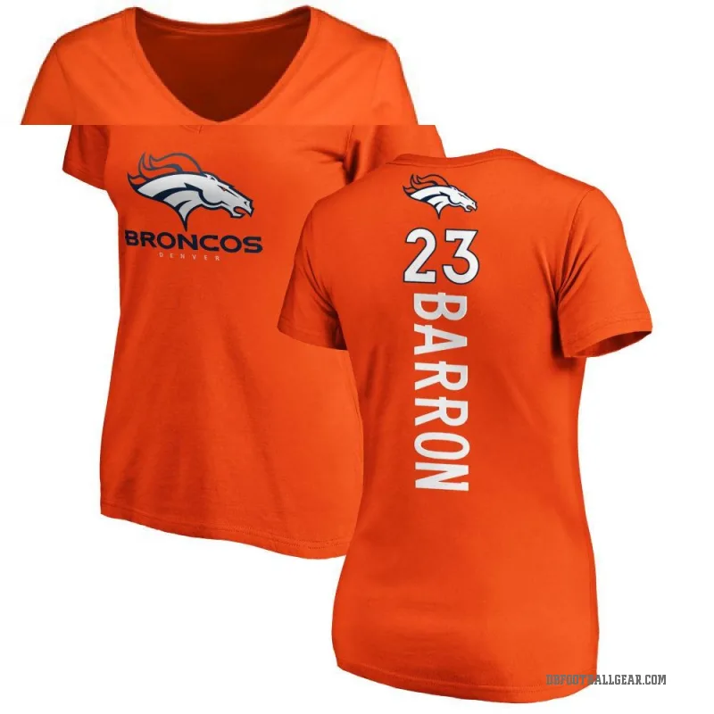 Jahdae Barron Women's Orange Denver Broncos Backer Slim Fit T-Shirt -