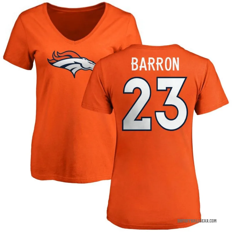 Jahdae Barron Women's Orange Denver Broncos Logo Slim Fit T-Shirt -