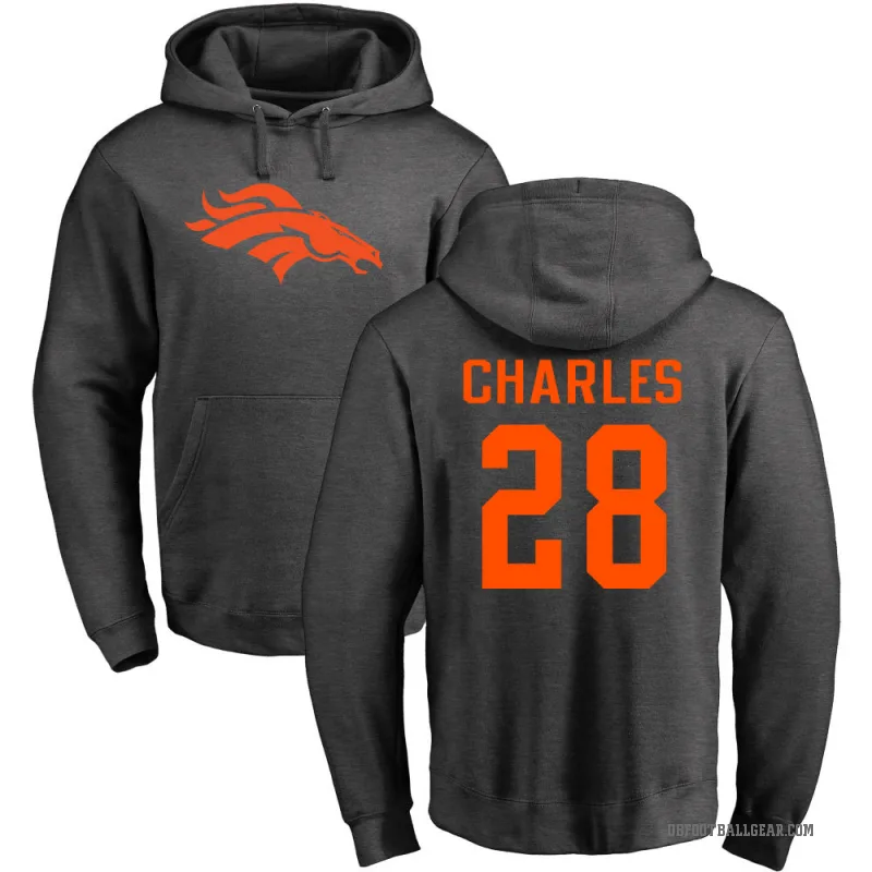 Jamaal Charles Men's Denver Broncos Pro Line by Branded Ash One Color Pullover Hoodie