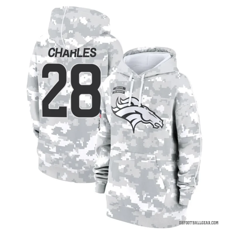 Jamaal Charles Women's Camo Denver Broncos Arctic 2024 Salute to Service Club Fleece Pullover Hoodie
