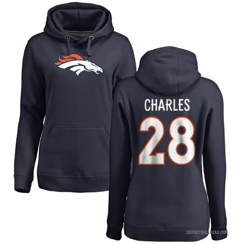 Jamaal Charles Women's Navy Denver Broncos Pro Line Logo Pullover Hoodie