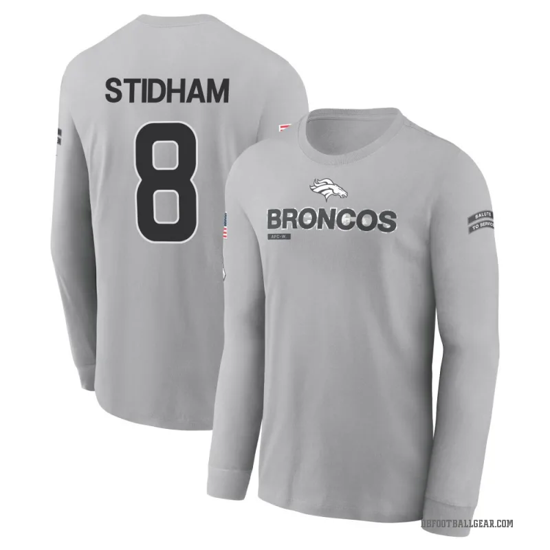 Jarrett Stidham Youth Gray Denver Broncos 2024 Salute to Service Long Sleeve T-Shirt