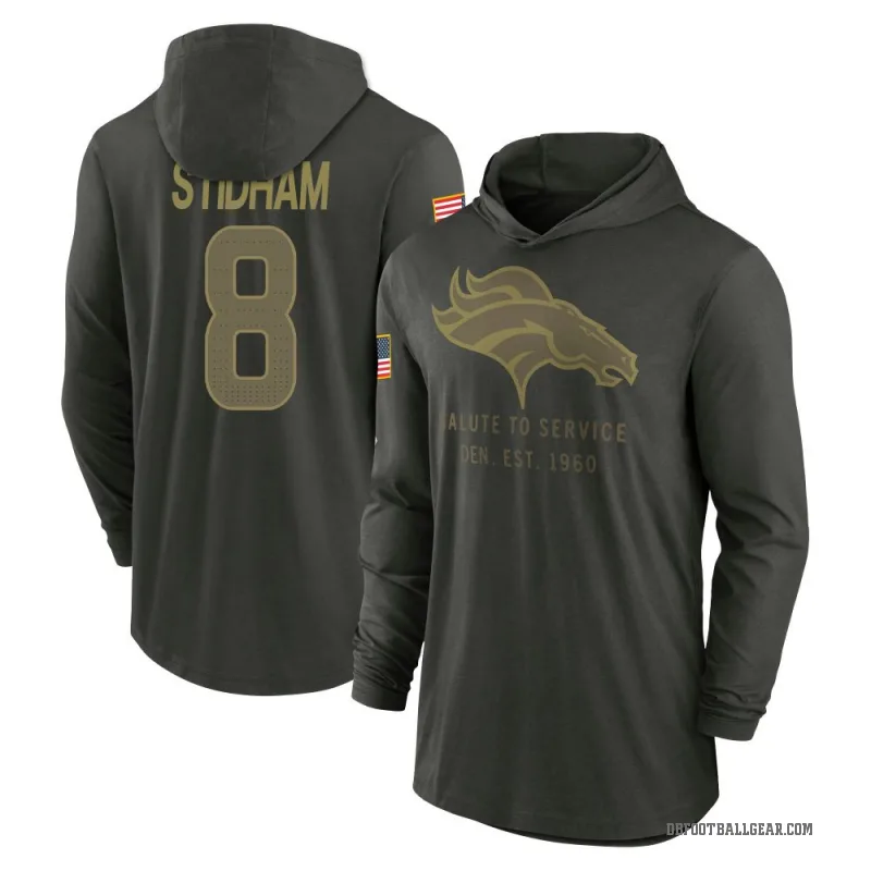 Jarrett Stidham Youth Green Denver Broncos Forest/ 2025 Salute to Service Sideline Lightweight Hooded Pullover Long Sleeve T-Shi