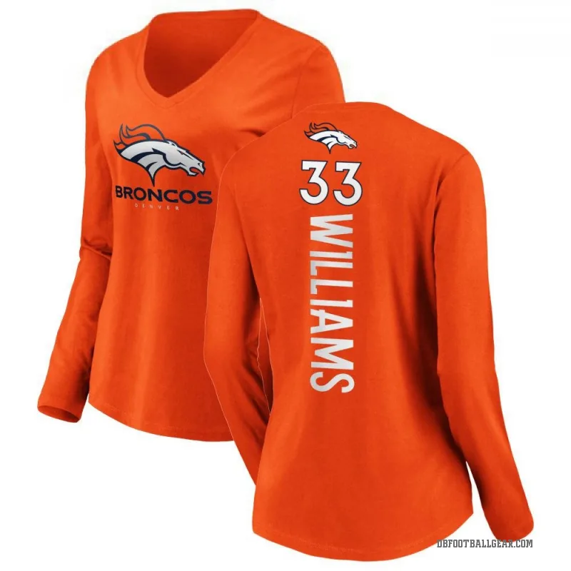 Javonte Williams Women's Orange Denver Broncos Backer Slim Fit Long Sleeve T-Shirt -