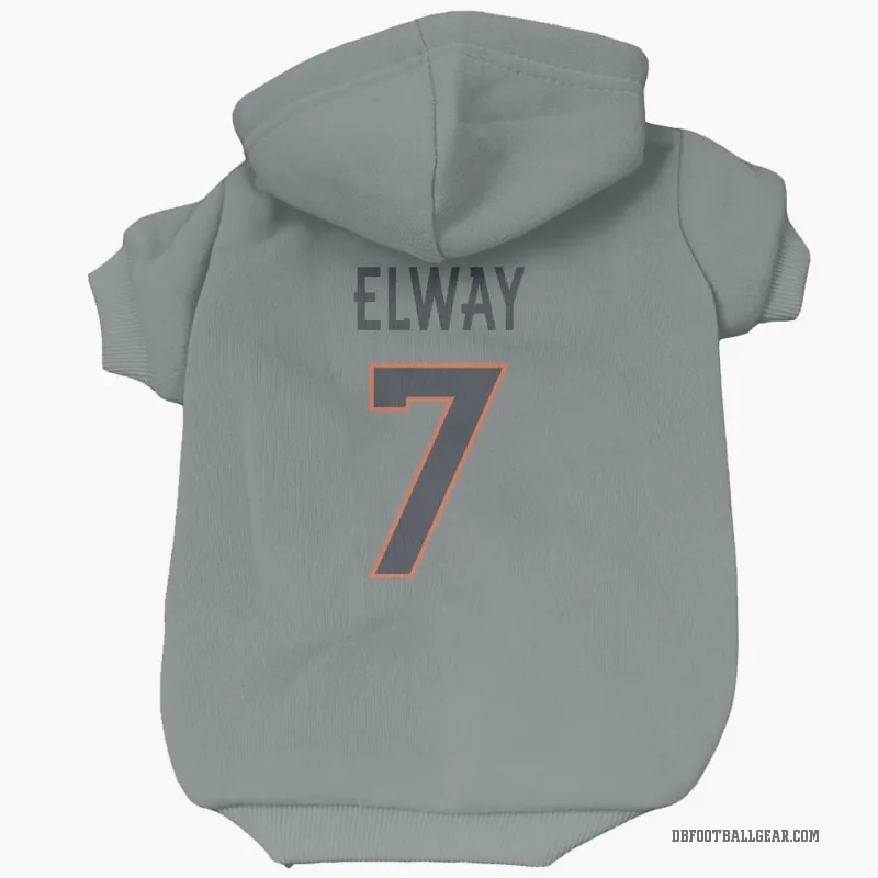 John Elway Gray Denver Broncos Cat & Dog Pet Hoodie