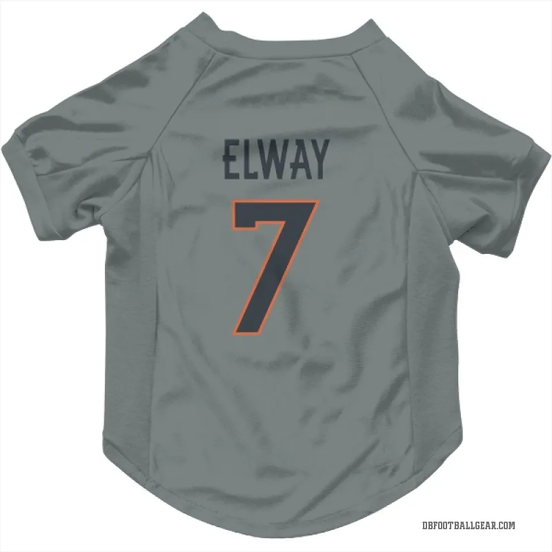 John Elway Gray Denver Broncos Cat & Dog Pet Jersey