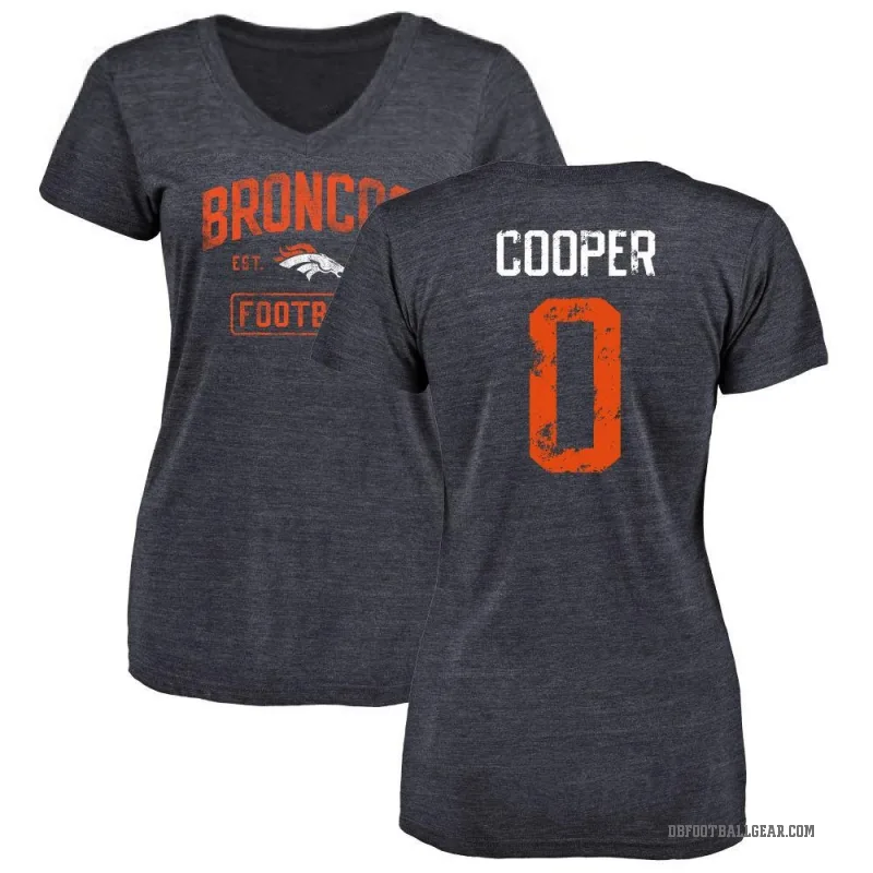 Jonathon Cooper Women's Navy Denver Broncos Distressed V-Neck T-Shirt