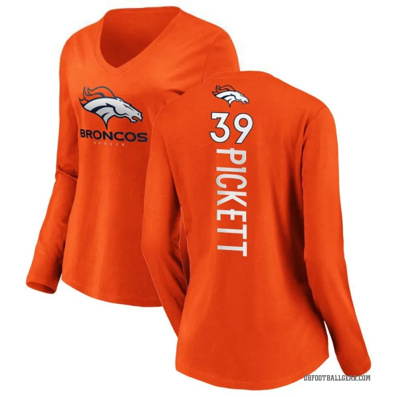 Joshua Pickett Women's Orange Denver Broncos Backer Slim Fit Long Sleeve T-Shirt -