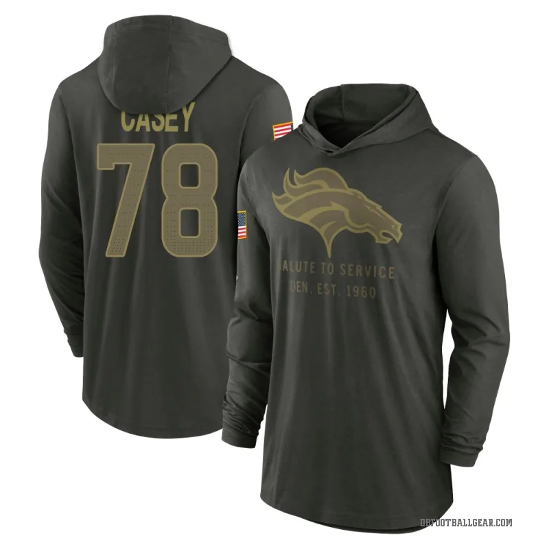 Kage Casey Men's Green Denver Broncos Forest/ 2025 Salute to Service Sideline Lightweight Hooded Pullover Long Sleeve T-Shirt