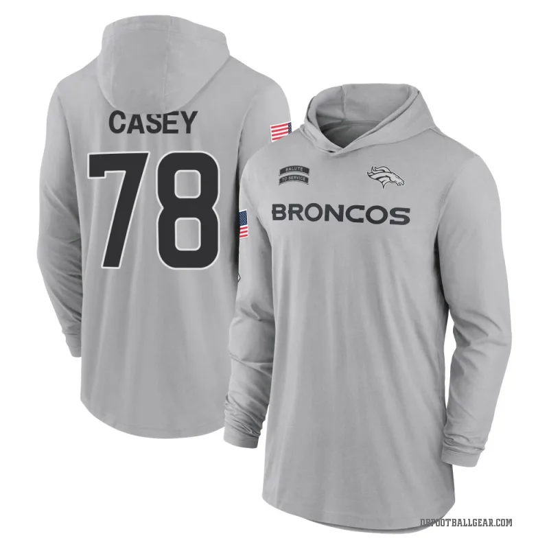 Kage Casey Youth Gray Denver Broncos 2024 Salute to Service Lightweight Performance Long Sleeve Hooded T-Shirt