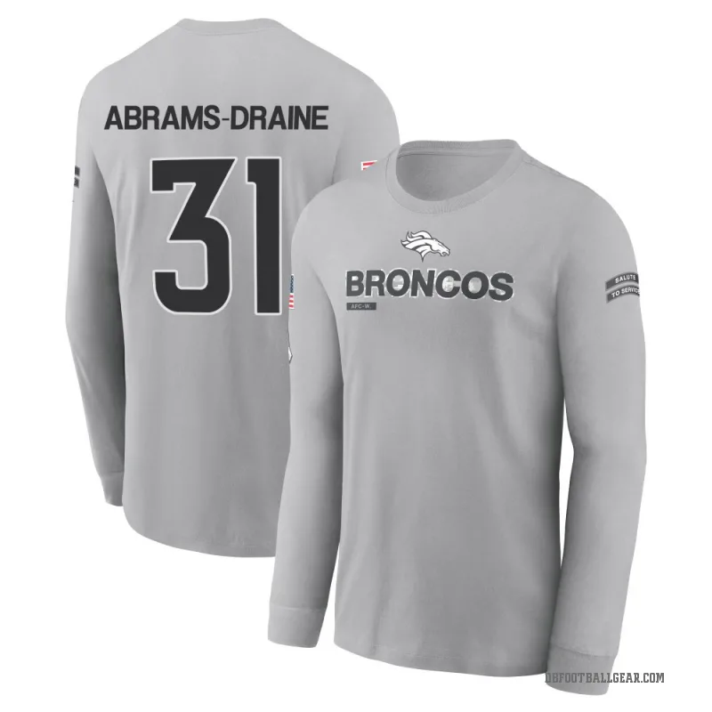 Kris Abrams-Draine Men's Gray Denver Broncos 2024 Salute to Service Long Sleeve T-Shirt
