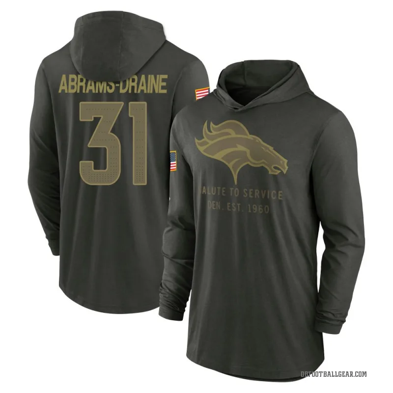 Kris Abrams-Draine Men's Green Denver Broncos Forest/ 2025 Salute to Service Sideline Lightweight Hooded Pullover Long Sleeve T-