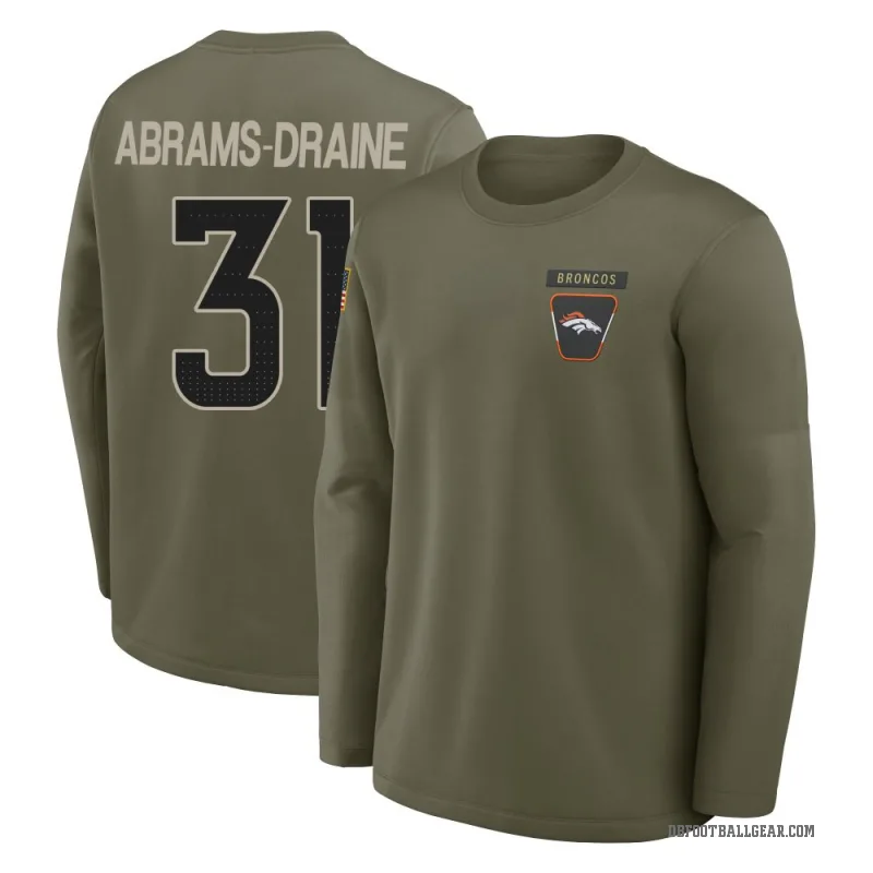 Kris Abrams-Draine Men's Olive Denver Broncos 2025 Salute to Service Sideline Coaches Long Sleeve T-Shirt
