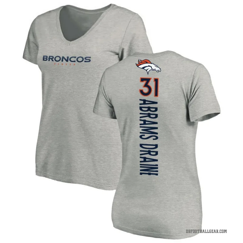Kris Abrams-Draine Women's Ash Denver Broncos Backer V-Neck T-Shirt -