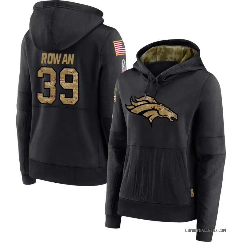 Kyrese Rowan Women's Black Denver Broncos 2020 Salute to Service Sideline Performance Pullover Hoodie