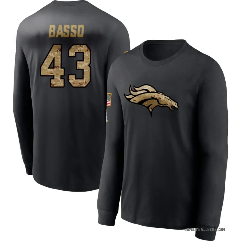 Luke Basso Youth Black Denver Broncos 2020 Salute To Service Sideline Performance Long Sleeve T-Shirt