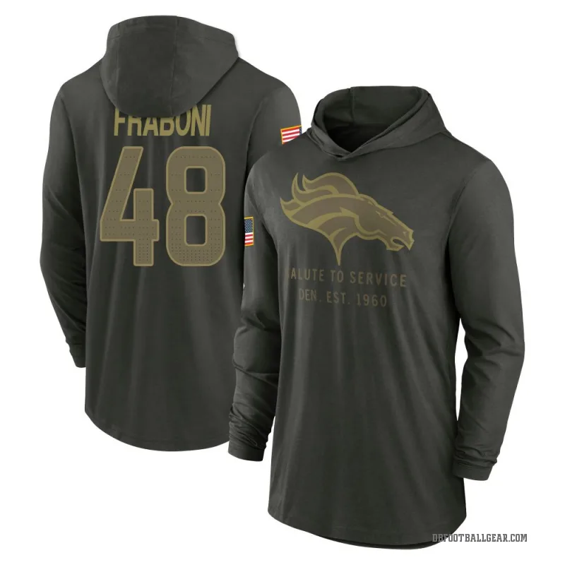 Mitchell Fraboni Men's Green Denver Broncos Forest/ 2025 Salute to Service Sideline Lightweight Hooded Pullover Long Sleeve T-Sh
