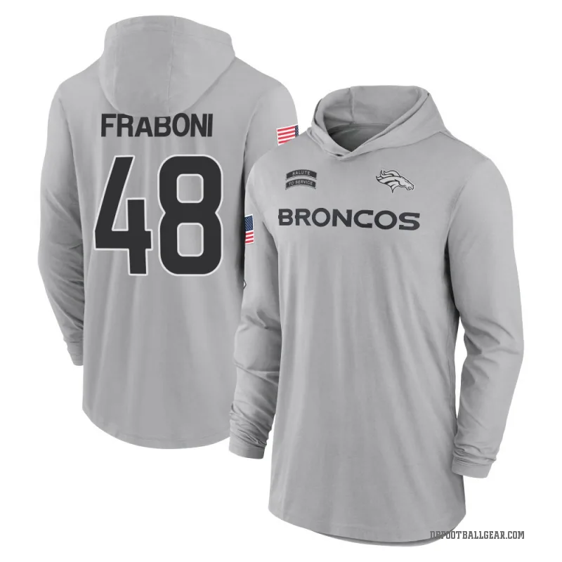 Mitchell Fraboni Youth Gray Denver Broncos 2024 Salute to Service Lightweight Performance Long Sleeve Hooded T-Shirt