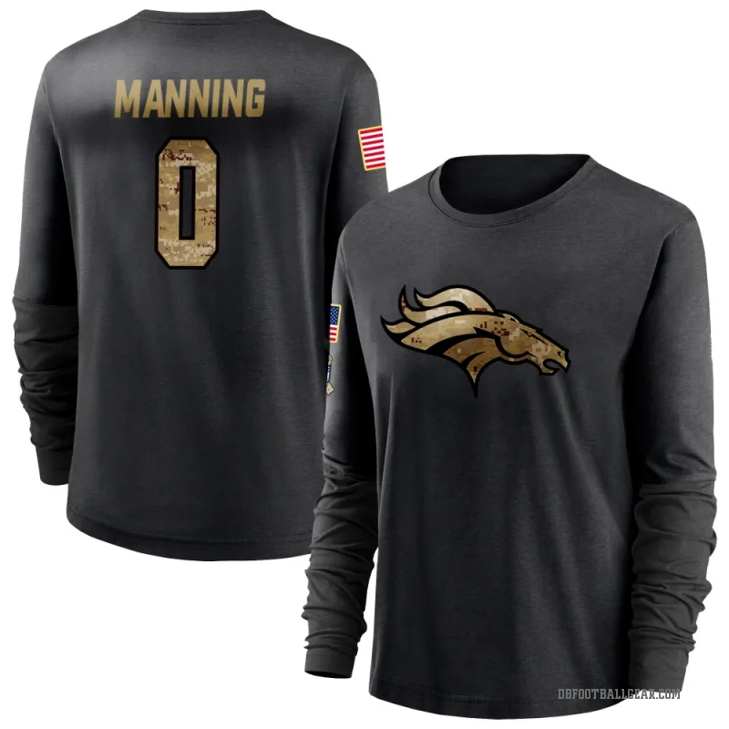 Paul Manning Women's Black Denver Broncos 2020 Salute To Service Sideline Performance Long Sleeve T-Shirt