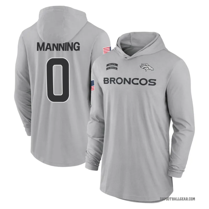 Paul Manning Youth Gray Denver Broncos 2024 Salute to Service Lightweight Performance Long Sleeve Hooded T-Shirt