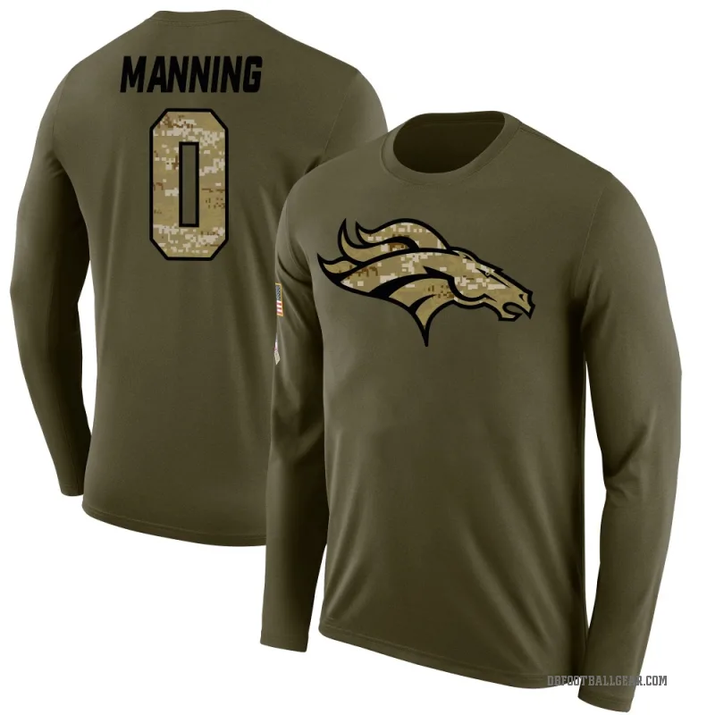 Paul Manning Youth Olive Denver Broncos Salute to Service Sideline Long Sleeve T-Shirt