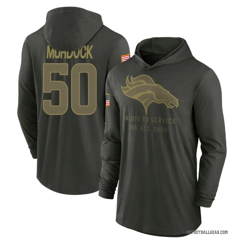 Red Murdock Men's Green Denver Broncos Forest/ 2025 Salute to Service Sideline Lightweight Hooded Pullover Long Sleeve T-Shirt